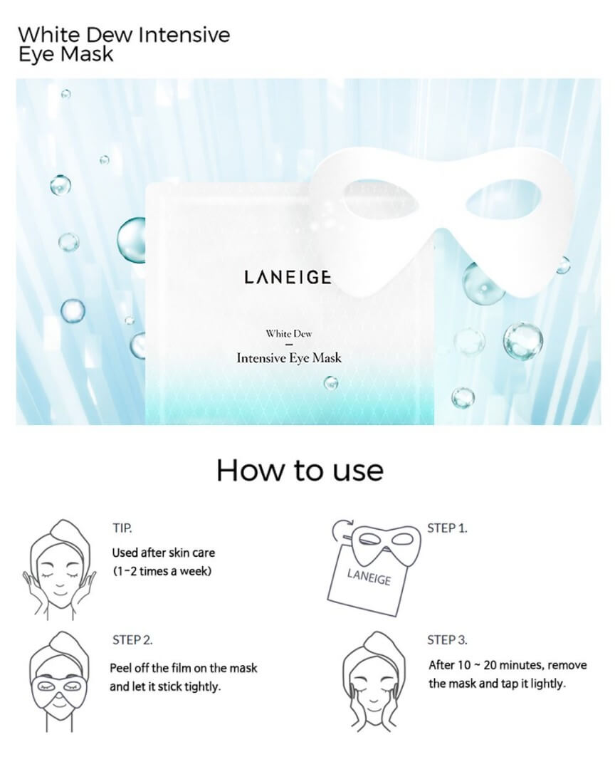 LANEIGE,White Dew Intensive Eye Mask,ลดจุดด่างดำ,ลดเลือนผิวหมองคล้ำ,มาส์กหน้า